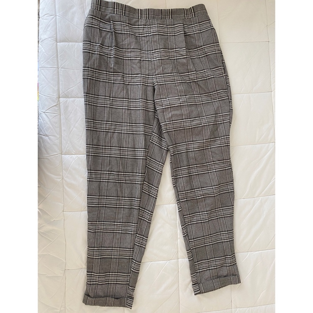 High waisted comfy plaid dress pants